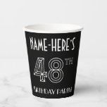 [ Thumbnail: 48th Birthday Party: Art Deco Style + Custom Name Paper Cups ]