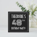 [ Thumbnail: 48th Birthday Party: Art Deco Style W/ Custom Name Invitation ]