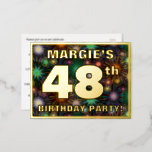 [ Thumbnail: 48th Birthday Party: Bold, Colorful Fireworks Look Postcard ]