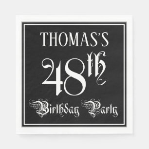 48th Birthday Party — Fancy Script + Custom Name Napkins