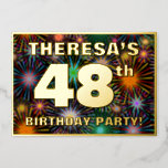 [ Thumbnail: 48th Birthday Party — Fun, Colorful Fireworks Look Invitation ]