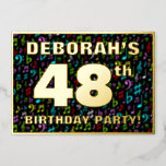 [ Thumbnail: 48th Birthday Party — Fun, Colorful Music Symbols Invitation ]