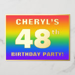 [ Thumbnail: 48th Birthday Party: Fun, Colorful Rainbow Pattern Invitation ]