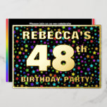 [ Thumbnail: 48th Birthday Party — Fun, Colorful Stars Pattern Invitation ]