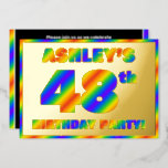 [ Thumbnail: 48th Birthday Party — Fun, Rainbow Spectrum “48” Invitation ]