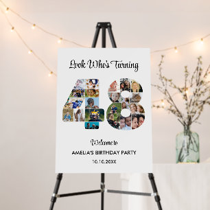 48th Birthday Party Number 48 Photo Collage Foam Board