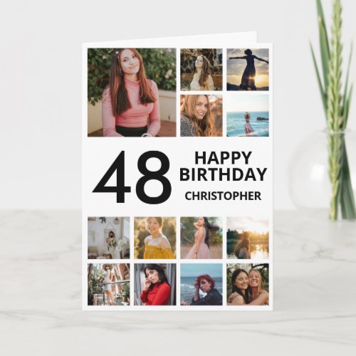 48th Birthday Photo Collage 13 Photos Black White