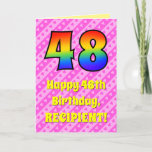 [ Thumbnail: 48th Birthday: Pink Stripes & Hearts, Rainbow # 48 Card ]
