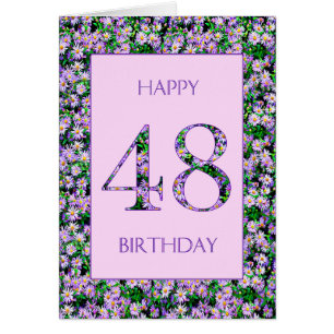48th Birthday Purple Daisies Cards