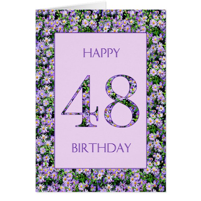 48th Birthday Purple Daisies Cards (Front)