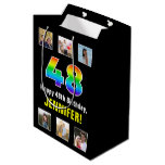 [ Thumbnail: 48th Birthday: Rainbow “48“, Custom Photos & Name Gift Bag ]
