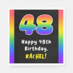 [ Thumbnail: 48th Birthday: Rainbow Spectrum # 48, Custom Name Napkins ]