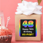 [ Thumbnail: 48th Birthday: Rainbow Spectrum # 48, Custom Name Sticker ]