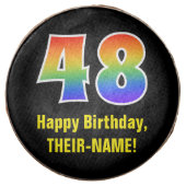 48th Birthday - Rainbow Spectrum Pattern Number 48 Chocolate Covered Oreo (Front)