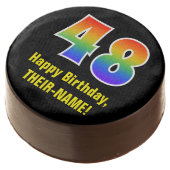 48th Birthday - Rainbow Spectrum Pattern Number 48 Chocolate Covered Oreo (Angled)