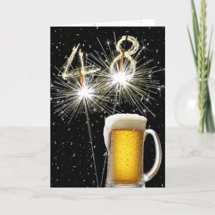 48th Birthday Sparklers With Beer Mug Card