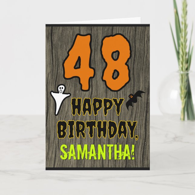 48th Birthday: Spooky Halloween Theme, Custom Name Card (Front)