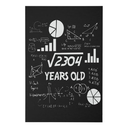 48th Birthday Square Root Math 48 Years Old Bday Faux Canvas Print