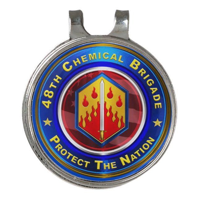 48th Chemical Brigade “Proven In Battle” Golf Hat Clip (Front)