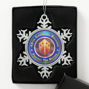 48th Chemical Brigade Snowflake Pewter Christmas Ornament