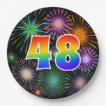[ Thumbnail: 48th Event - Fun, Colorful, Bold, Rainbow 48 Paper Plates ]