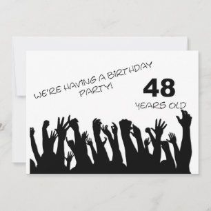 48th party invitation with cheering crowds