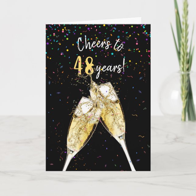 48th Wedding Anniversary Champagne Toast Card (Front)