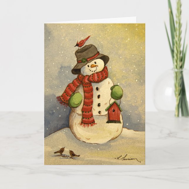 4905 Snowman & Birdhouse Christmas Holiday Card (Front)