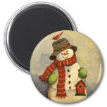 4905 Snowman &amp; Birdhouse Christmas Magnet at Zazzle