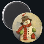 4905 Snowman & Birdhouse Christmas Magnet<br><div class="desc">From an original acrylic painting by Ruth Garrison.</div>