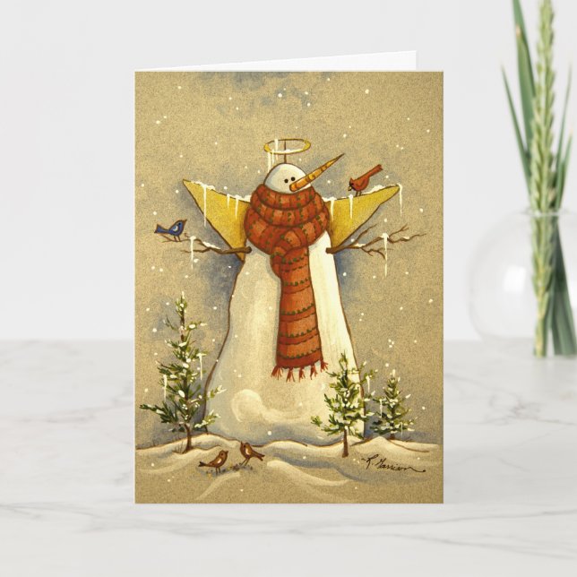 4907 Snow Angel & Birds Christmas Holiday Card (Front)