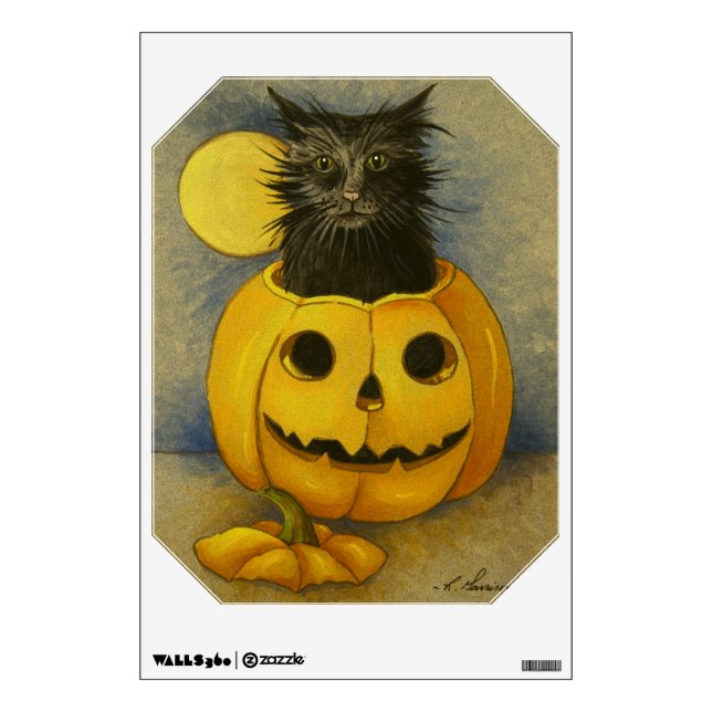 4919 Black Magic Kitty Halloween Wall Decal (Front)
