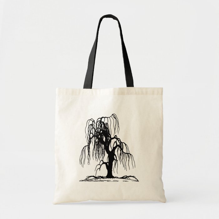 4920 SCARY WEEPING WILLOW TREE BLACK SILHOUETTE GR CANVAS BAGS