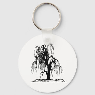 4920 SCARY WEEPING WILLOW TREE BLACK SILHOUETTE GR KEYCHAIN