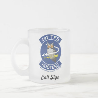 497th TFS Hooters Frosted Glass Coffee Mug