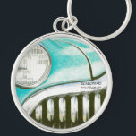 '49 Buick' Green vintage car keychain<br><div class="desc">Vintage Car keychain, green 1949 Buick pencil artwork round</div>