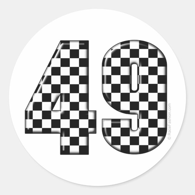 49 checkered number classic round sticker (Front)