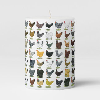 49 Chicken Hens Pillar Candle
