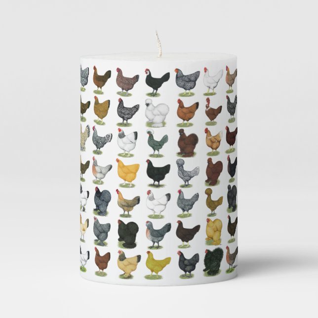 49 Chicken Hens Pillar Candle (Front)