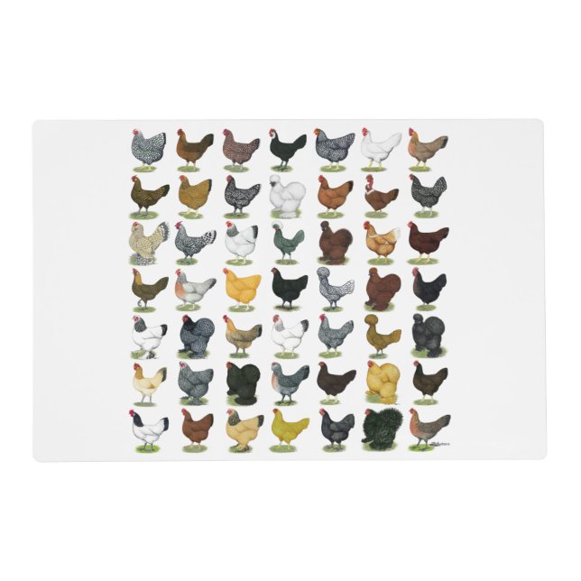 49 Chicken Hens Placemat (Back)