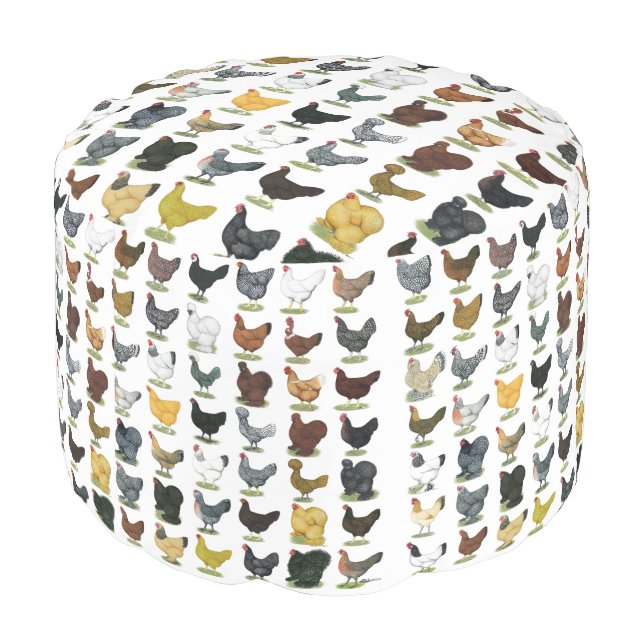 49 Chicken Hens Pouf (Angled Back)