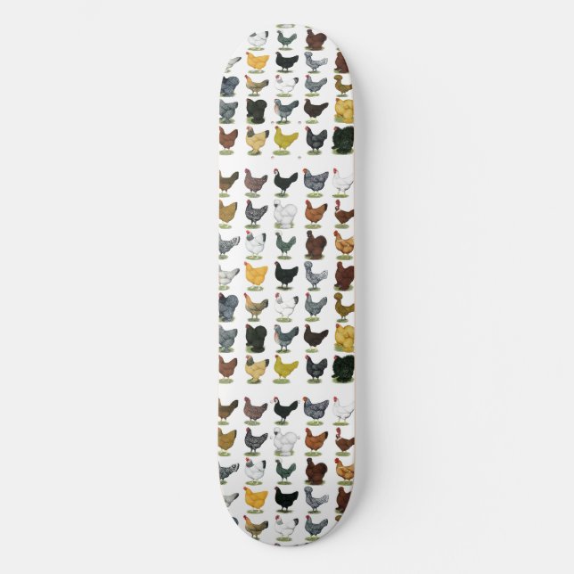 49 Chicken Hens Skateboard Deck (Front)