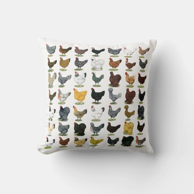 49 Chicken Hens Throw Pillow (Front)