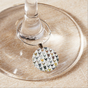 49 Chicken Hens Wine Glass Charm