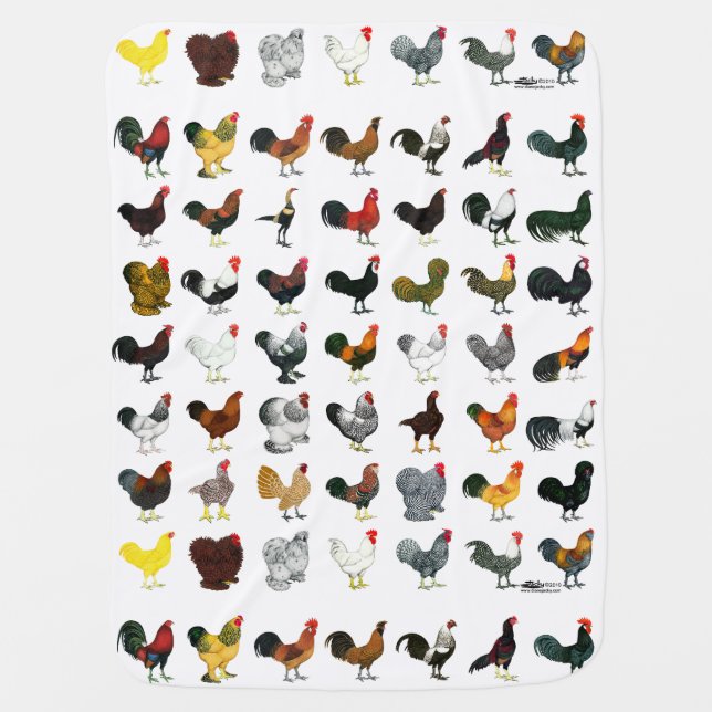 49 Roosters Stroller Blanket (Front)