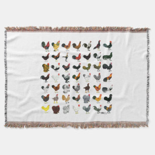 49 Roosters Throw Blanket
