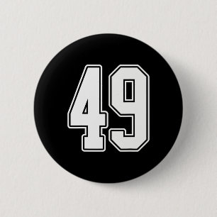#49 White Outline Number 49 Sports Fan Jersey Styl Button