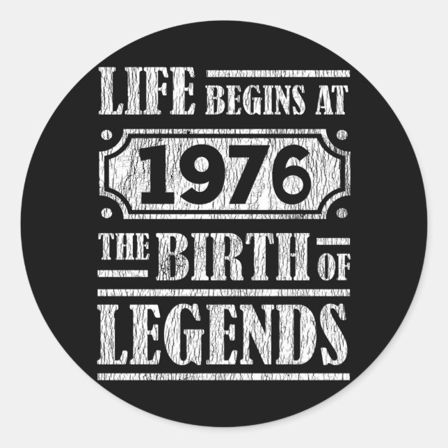 49 Year Old 1976 Birth Of Legend 49th Birthday Classic Round Sticker (Front)
