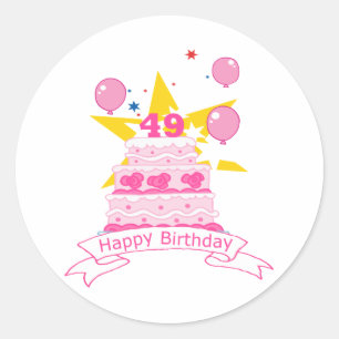 49 Year Old Birthday Cake Classic Round Sticker