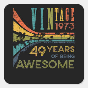 49 Year Old Birthday Vintage 1973 49th Birthday Square Sticker